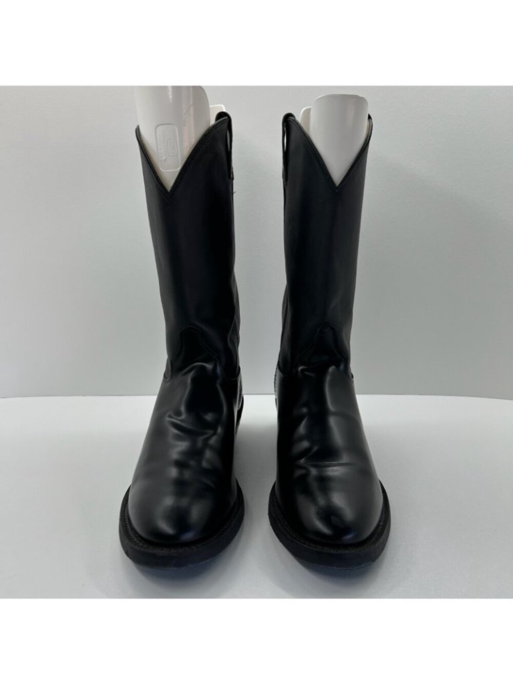 Justin Tobias 3040 Trooper Western Boots Men 11.5D Vibram Pull On Black Leather - Picture 4 of 11